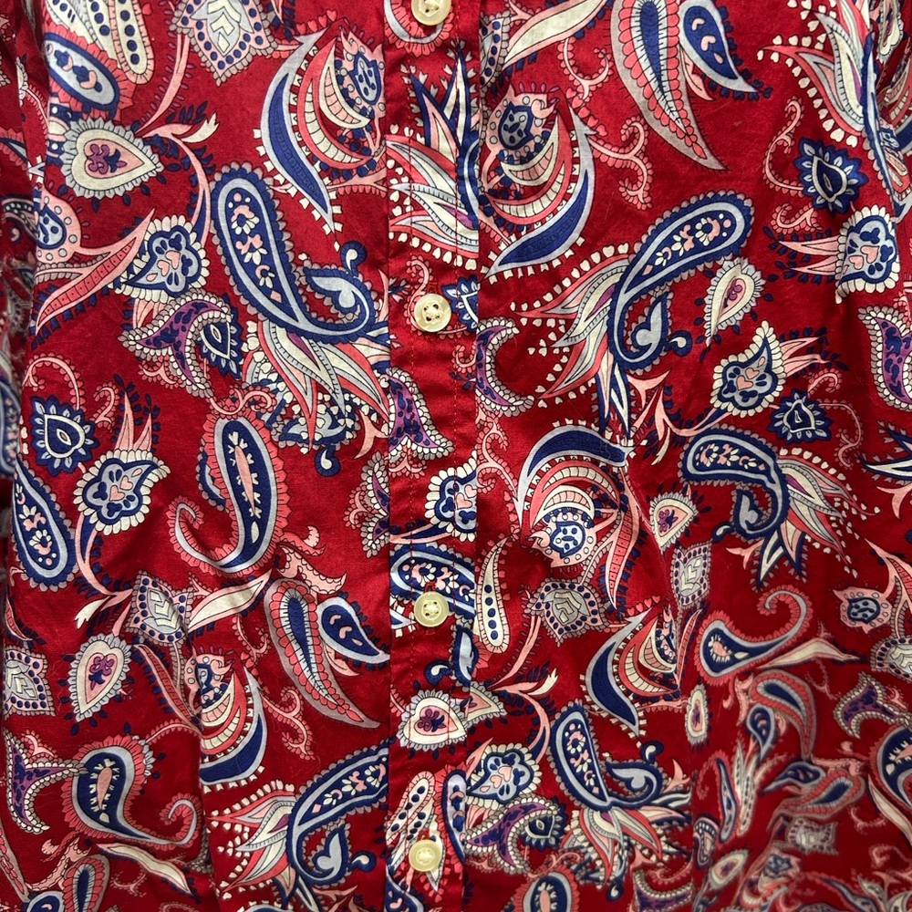 Talbots Red Paisley Button Down Shirt - Picture 9 of 13